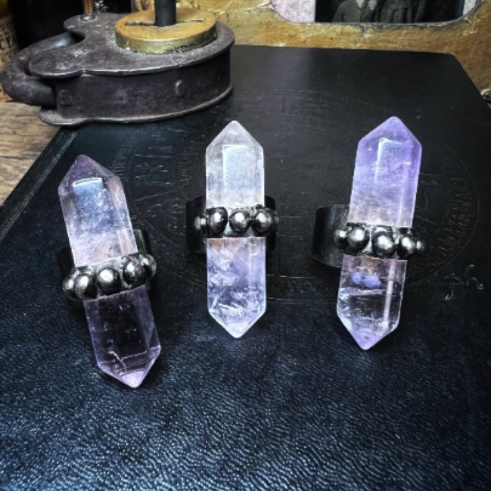 The "Witches Wand", amethyst ring, handmade
